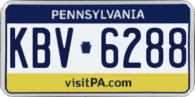 PA license plate KBV6288