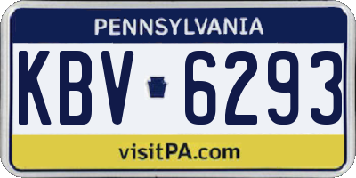 PA license plate KBV6293