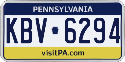 PA license plate KBV6294