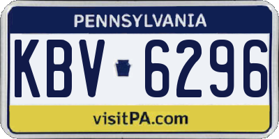 PA license plate KBV6296