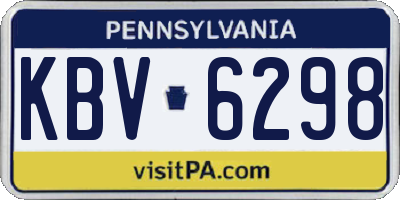 PA license plate KBV6298