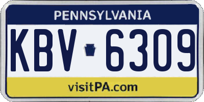 PA license plate KBV6309