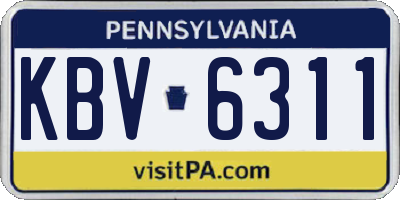 PA license plate KBV6311
