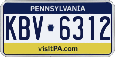 PA license plate KBV6312