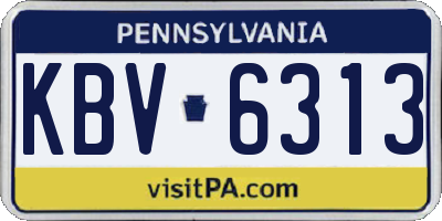 PA license plate KBV6313