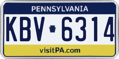 PA license plate KBV6314