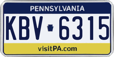 PA license plate KBV6315