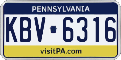 PA license plate KBV6316