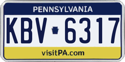 PA license plate KBV6317