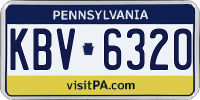 PA license plate KBV6320