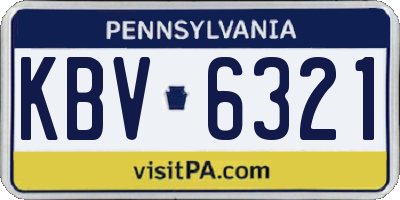 PA license plate KBV6321
