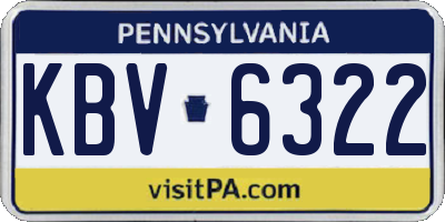 PA license plate KBV6322