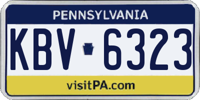 PA license plate KBV6323