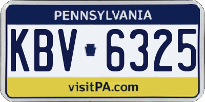 PA license plate KBV6325