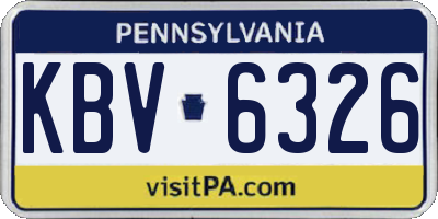 PA license plate KBV6326
