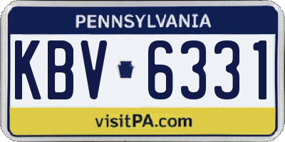 PA license plate KBV6331