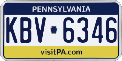 PA license plate KBV6346