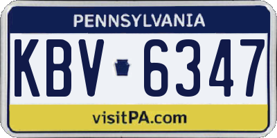 PA license plate KBV6347