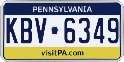PA license plate KBV6349