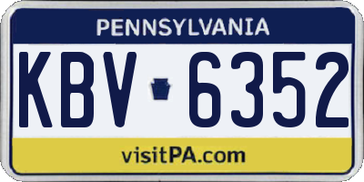 PA license plate KBV6352