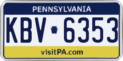 PA license plate KBV6353