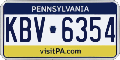 PA license plate KBV6354