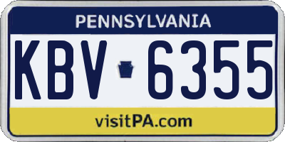 PA license plate KBV6355