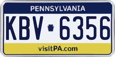 PA license plate KBV6356