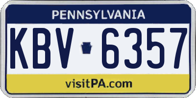 PA license plate KBV6357
