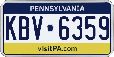 PA license plate KBV6359