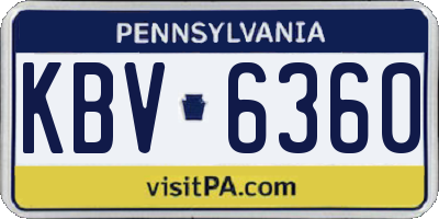 PA license plate KBV6360