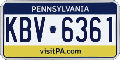 PA license plate KBV6361