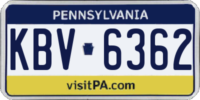 PA license plate KBV6362