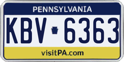PA license plate KBV6363