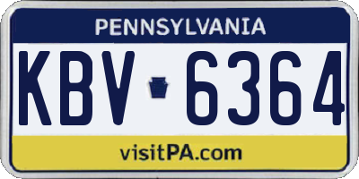 PA license plate KBV6364