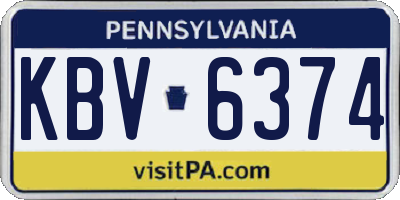 PA license plate KBV6374