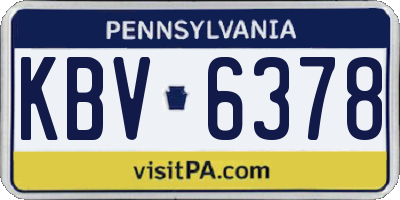 PA license plate KBV6378