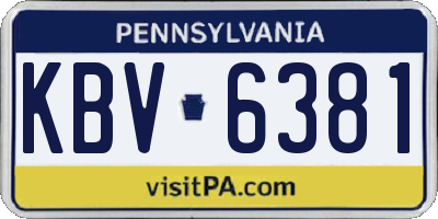 PA license plate KBV6381