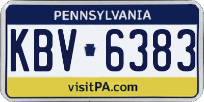 PA license plate KBV6383