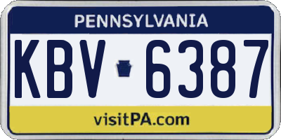 PA license plate KBV6387