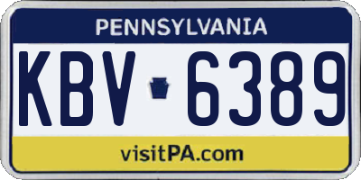 PA license plate KBV6389