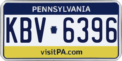 PA license plate KBV6396