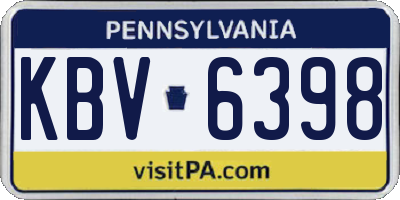 PA license plate KBV6398