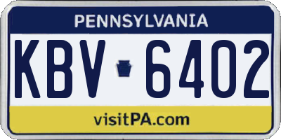 PA license plate KBV6402