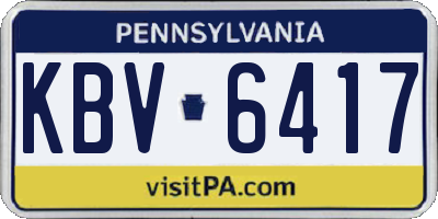 PA license plate KBV6417