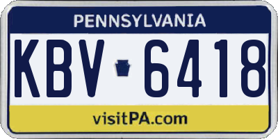 PA license plate KBV6418