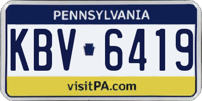 PA license plate KBV6419