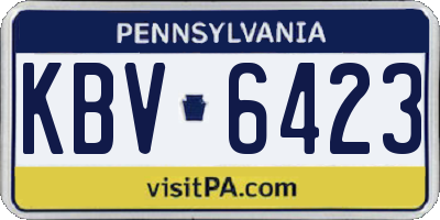 PA license plate KBV6423