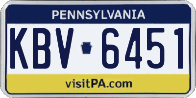 PA license plate KBV6451