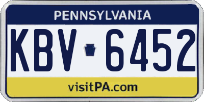 PA license plate KBV6452